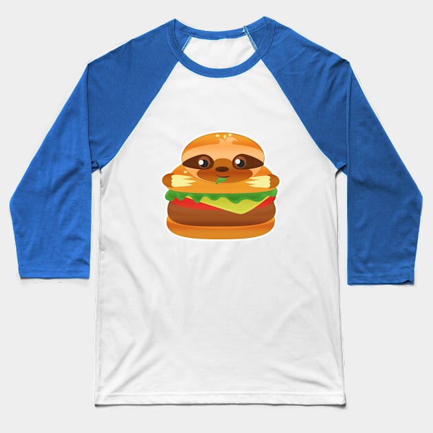 Sloth Burger Baseball T-Shirt by vixfx